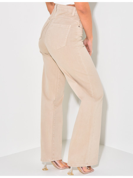 Stretchy high-waisted straight-leg jeans