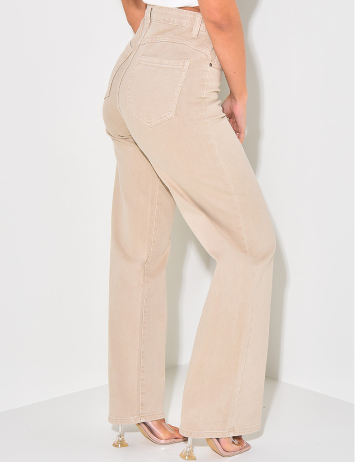 Stretchy high-waisted straight-leg jeans