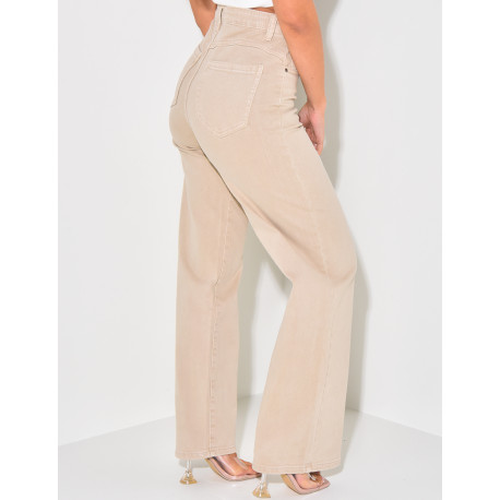 Stretchy high-waisted straight-leg jeans