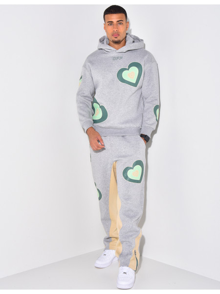 Ensemble pantalon et pull à motifs coeur