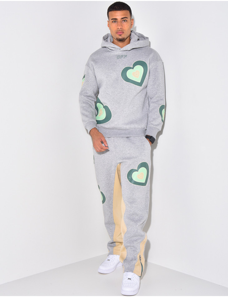 Ensemble pantalon et pull à motifs coeur