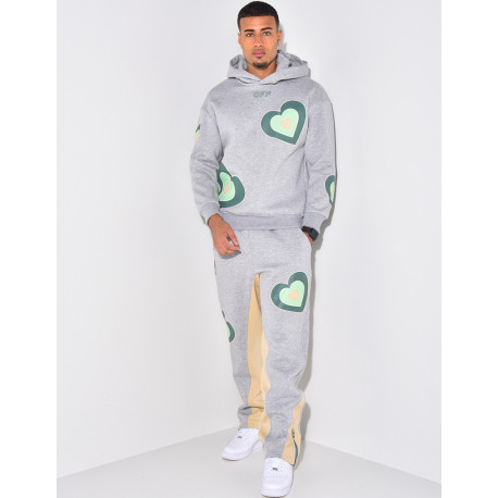 Ensemble pantalon et pull à motifs coeur