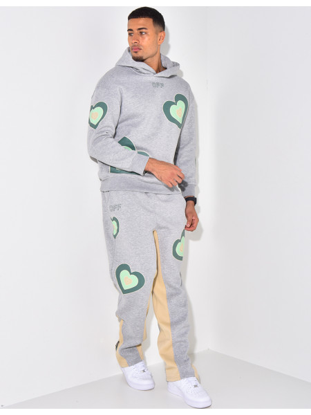 Ensemble pantalon et pull à motifs coeur