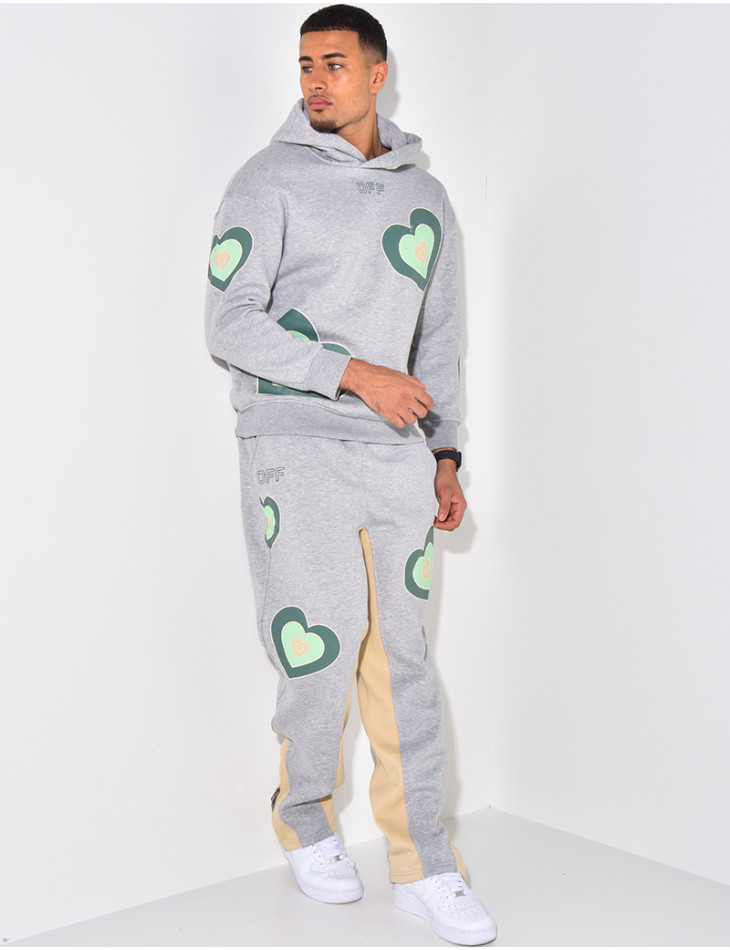 Ensemble pantalon et pull à motifs coeur