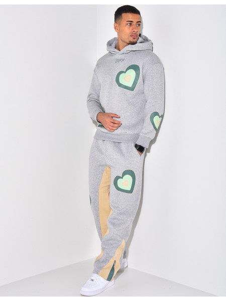 Ensemble pantalon et pull à motifs coeur