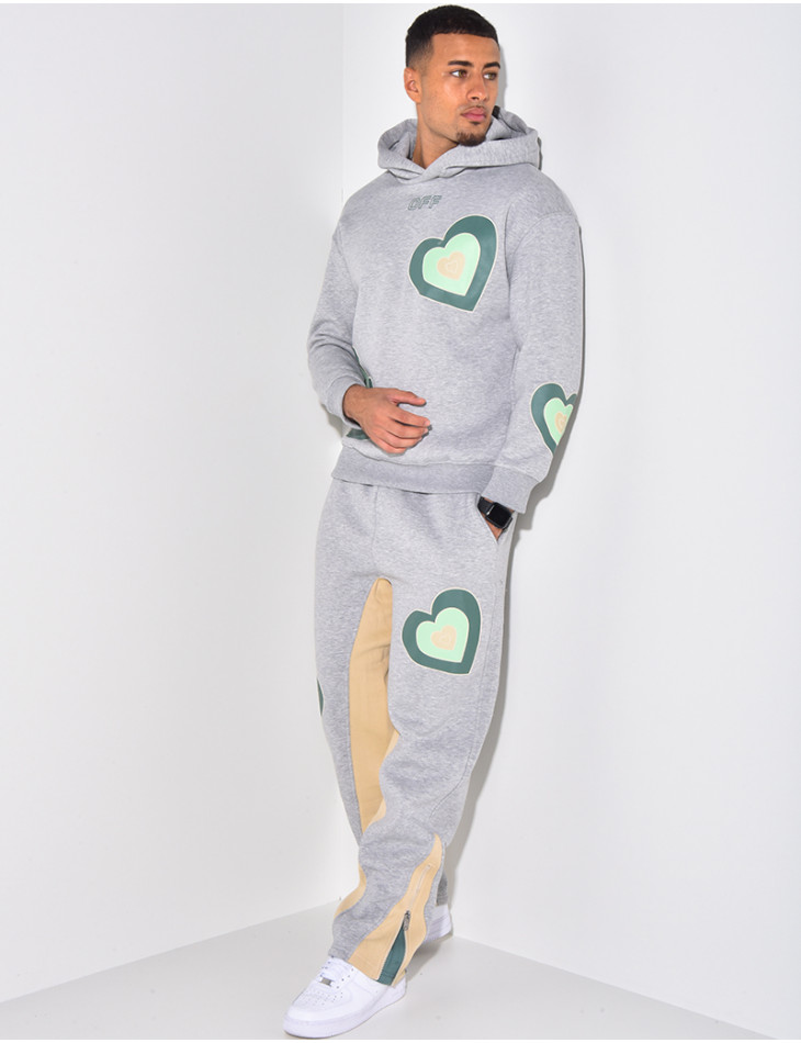 Ensemble pantalon et pull à motifs coeur