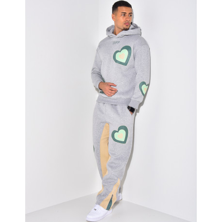 Ensemble pantalon et pull à motifs coeur