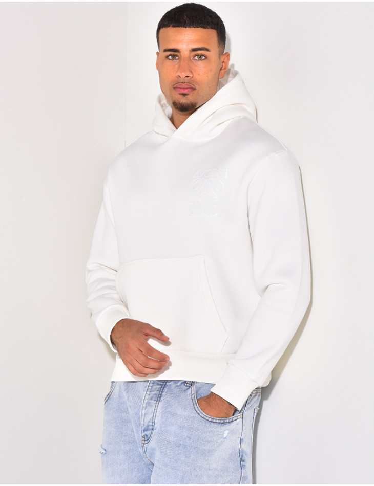 Sweat à capuche écriture en relief