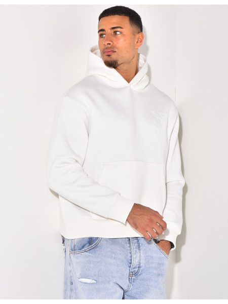 Sweat à capuche écriture en relief