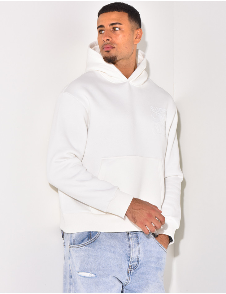 Sweat à capuche écriture en relief