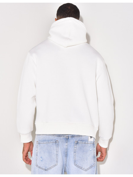 Sweat à capuche écriture en relief