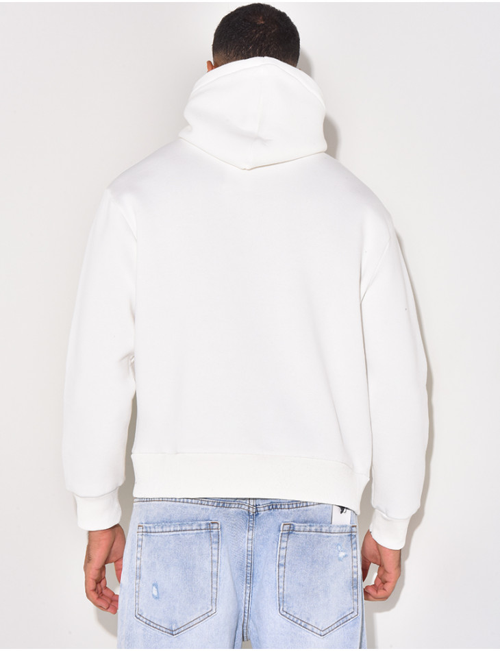 Sweat à capuche écriture en relief