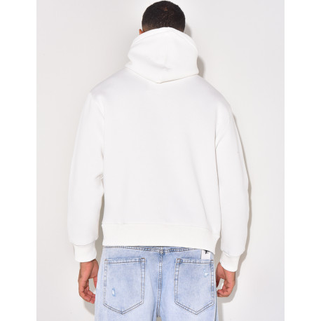 Sweat à capuche écriture en relief