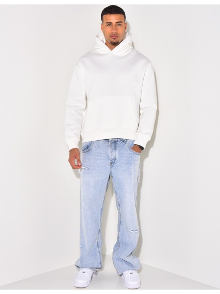 Sweat à capuche écriture en relief