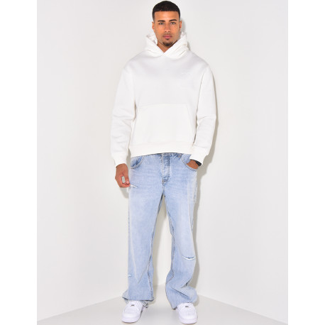 Sweat à capuche écriture en relief