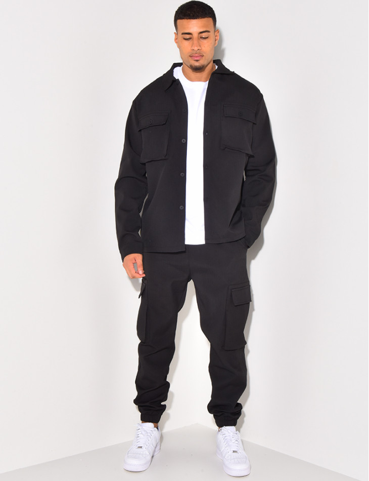 Ensemble pantalon et chemise à poches texturé