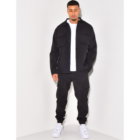 Ensemble pantalon et chemise à poches texturé