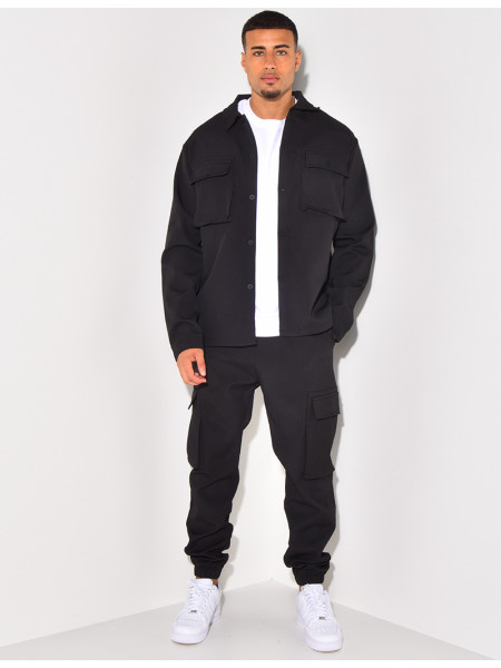 Ensemble pantalon et chemise à poches texturé