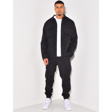 Ensemble pantalon et chemise à poches texturé