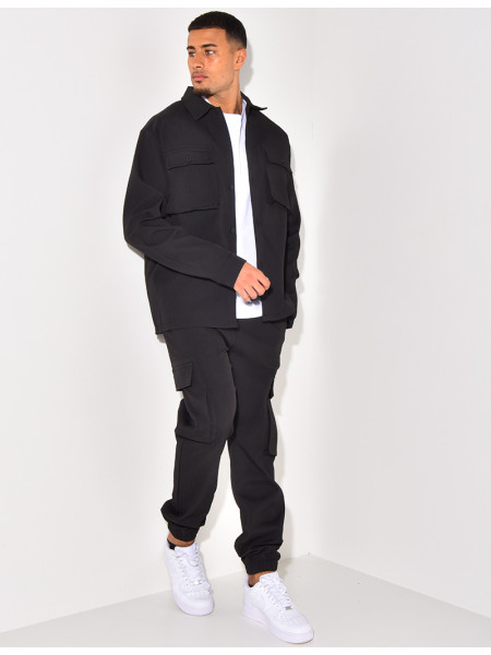 Ensemble pantalon et chemise à poches texturé