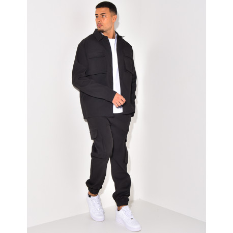 Ensemble pantalon et chemise à poches texturé