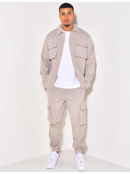 Ensemble pantalon et chemise à poches texturé