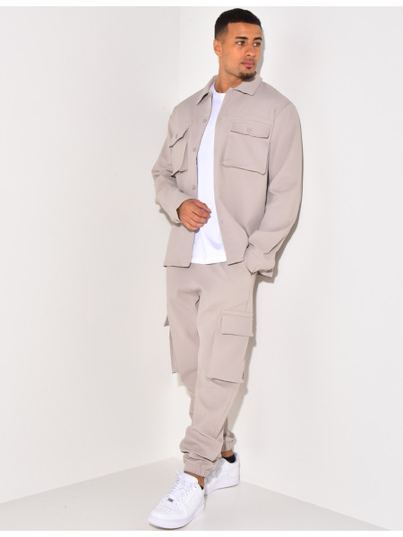 Ensemble pantalon et chemise à poches texturé