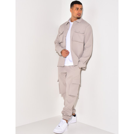 Ensemble pantalon et chemise à poches texturé
