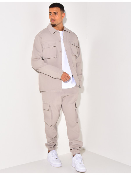 Ensemble pantalon et chemise à poches texturé