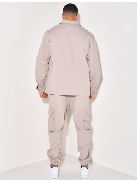 Ensemble pantalon et chemise à poches texturé