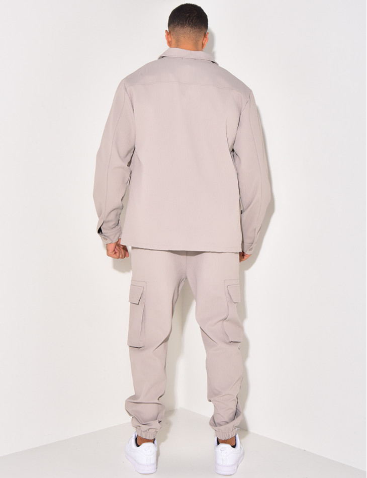 Ensemble pantalon et chemise à poches texturé