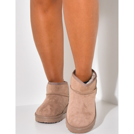 Suede-lined wedge ankle boots