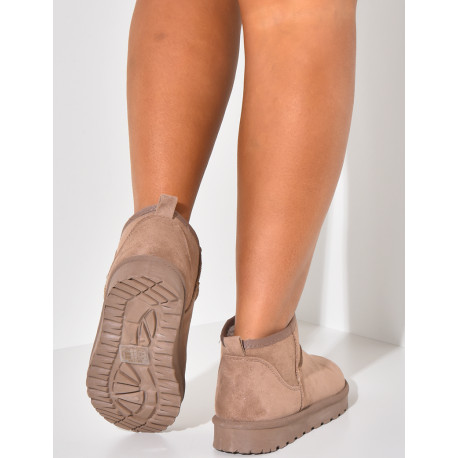 Suede-lined wedge ankle boots