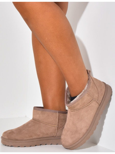 Suede-lined wedge ankle boots
