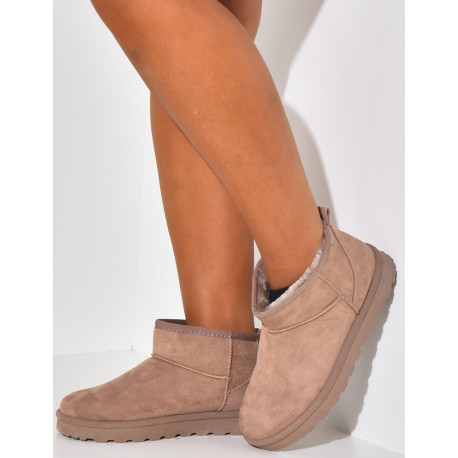 Suede-lined wedge ankle boots