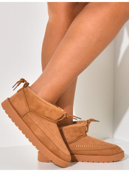 Bottines en suédine fourrées à petit lacet