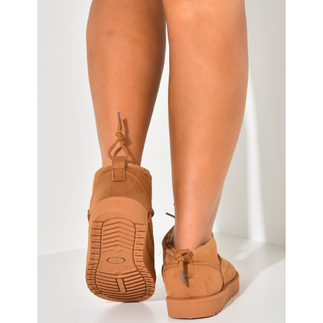 Bottines en suédine fourrées à petit lacet