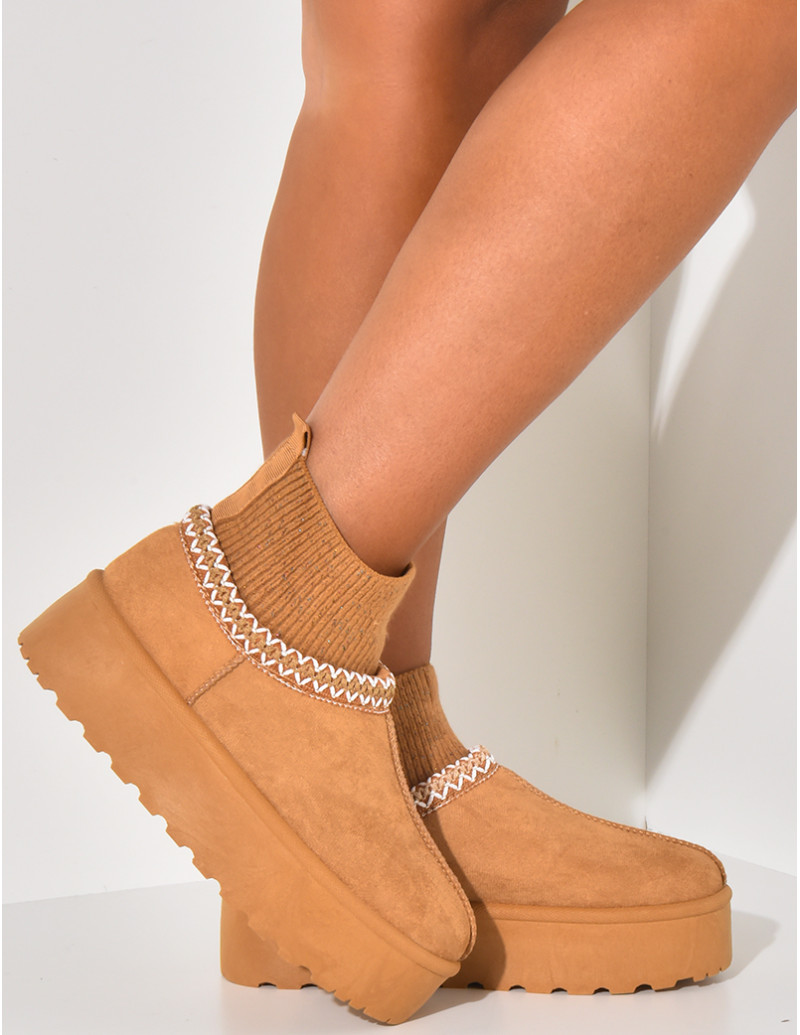 Suede ankle boots with fur...