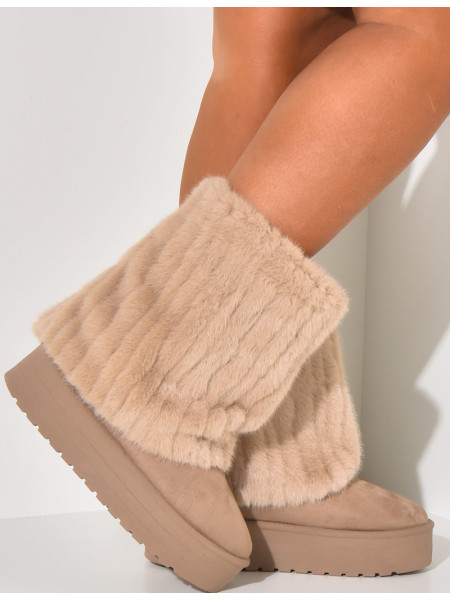 Wildlederstiefeletten mit Fellklappe