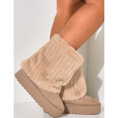 Wildlederstiefeletten mit Fellklappe