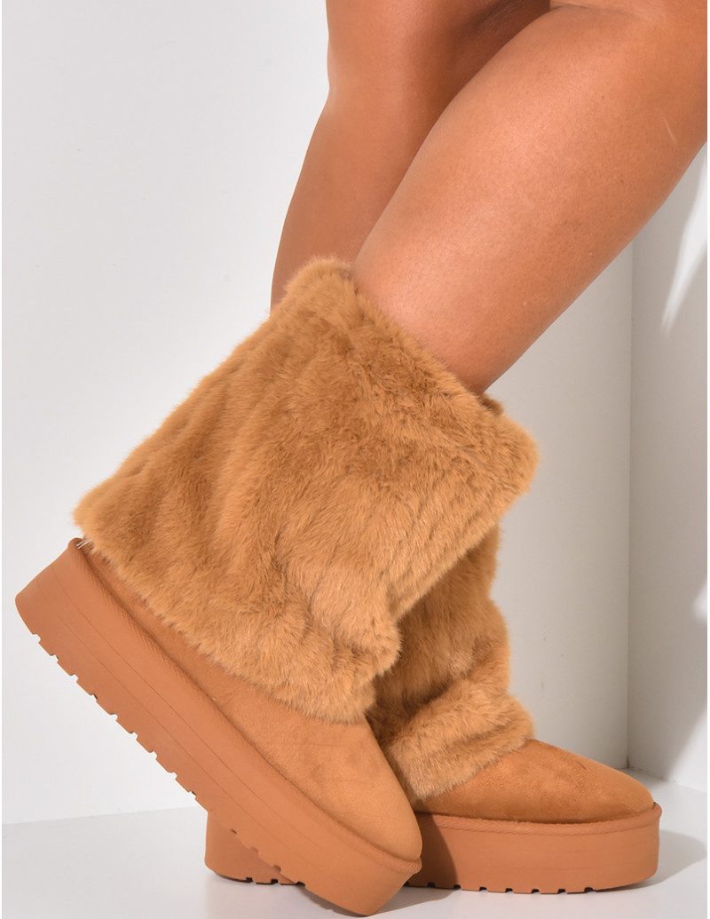 Suede ankle boots with fur...