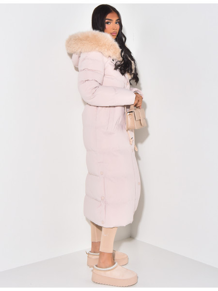 Long down jacket with hood