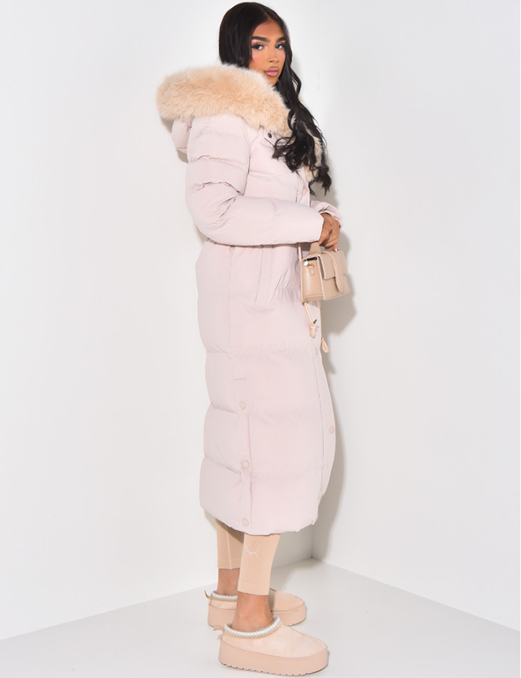 Long down jacket with hood
