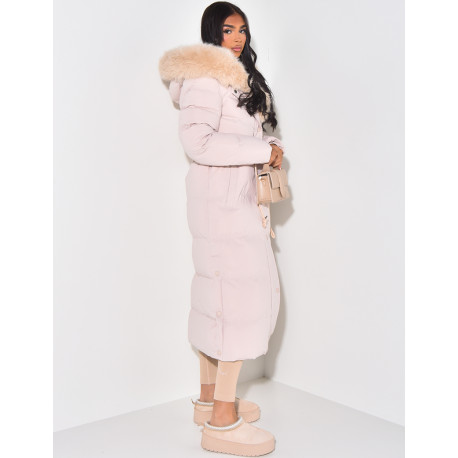 Long down jacket with hood