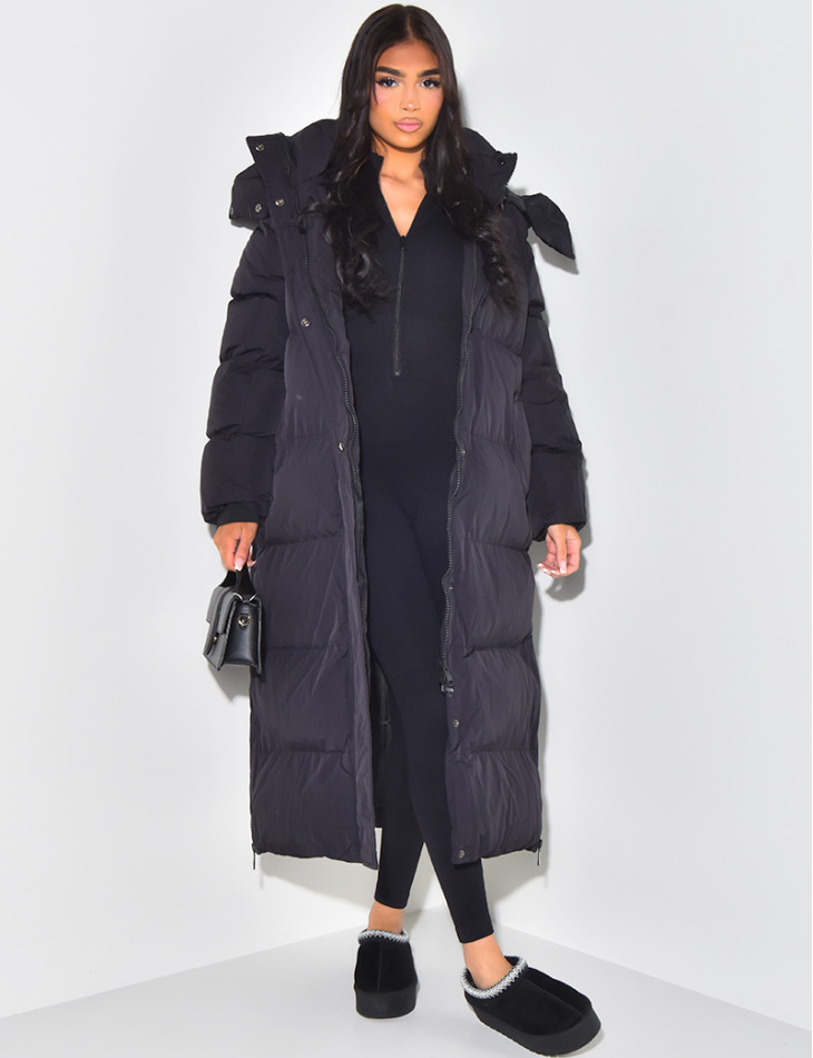Long down jacket with hood