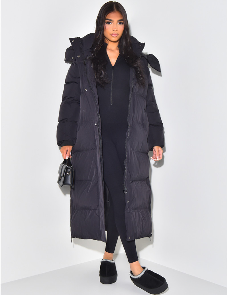 Long down jacket with hood