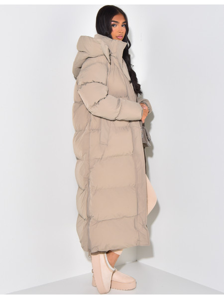 Long down jacket with hood