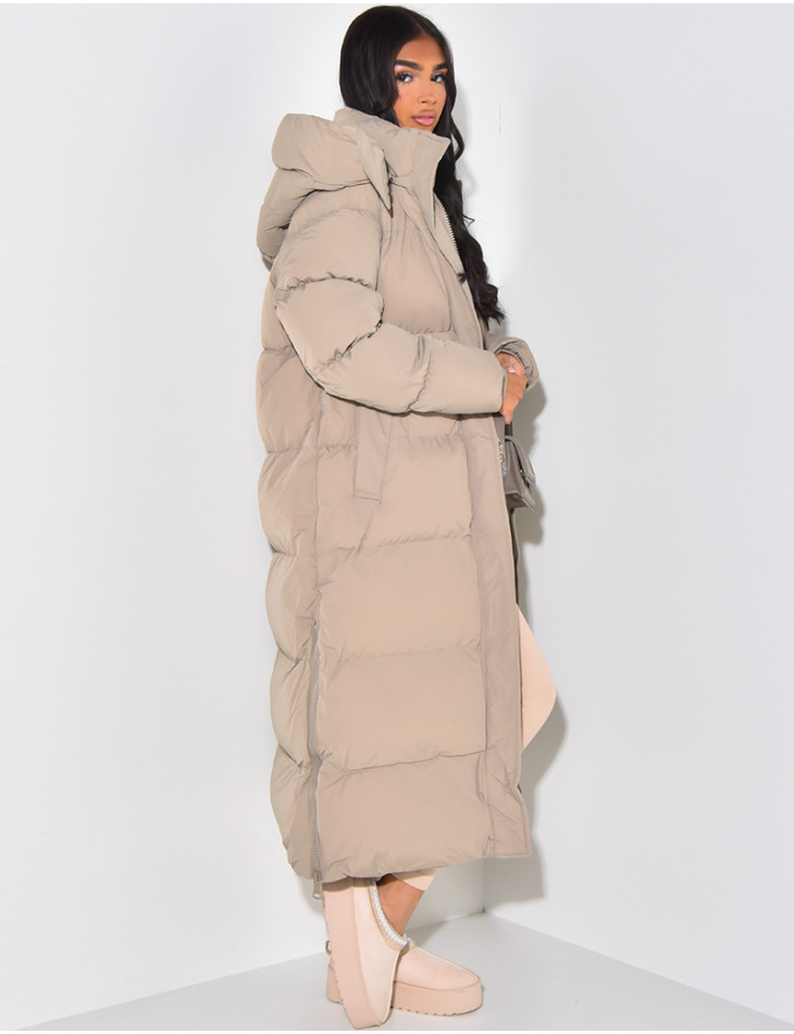 Long down jacket with hood