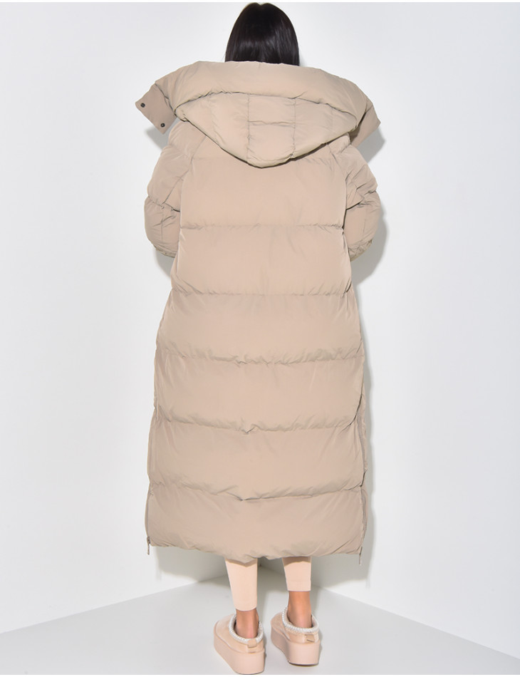 Long down jacket with hood