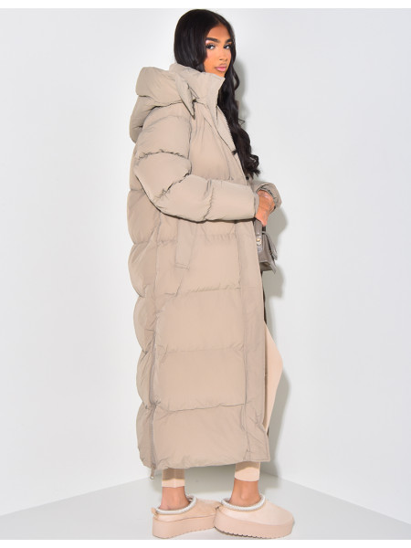Long down jacket with hood